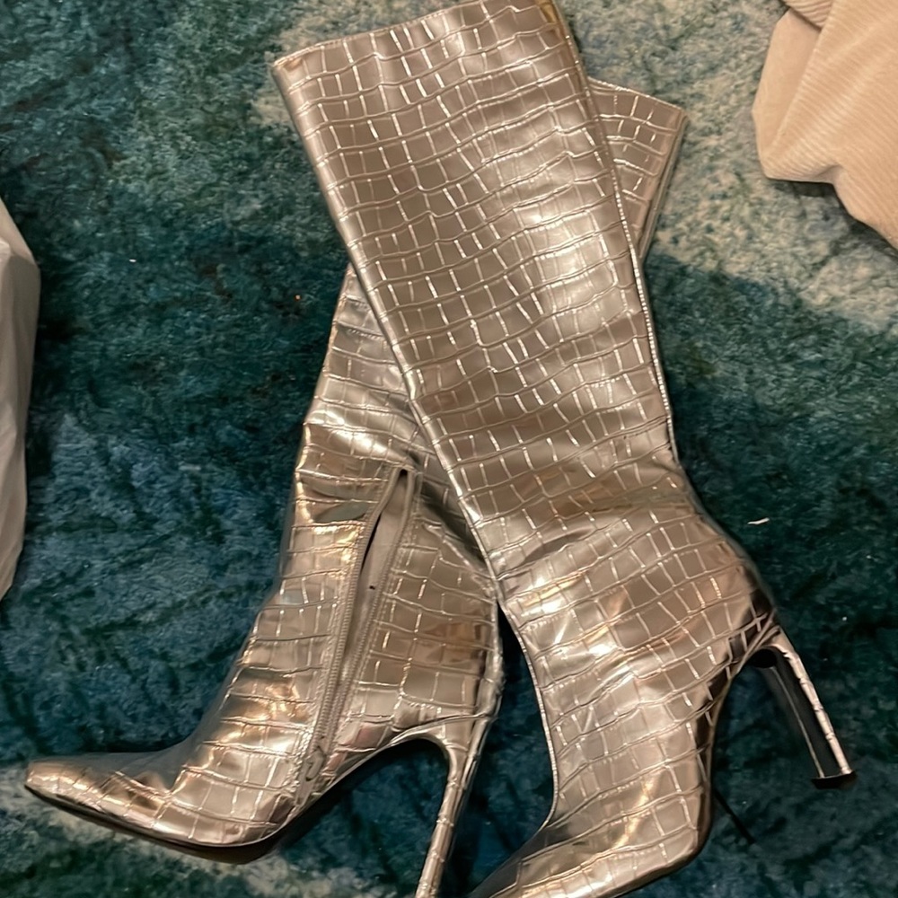 Silver metallic Zara boots